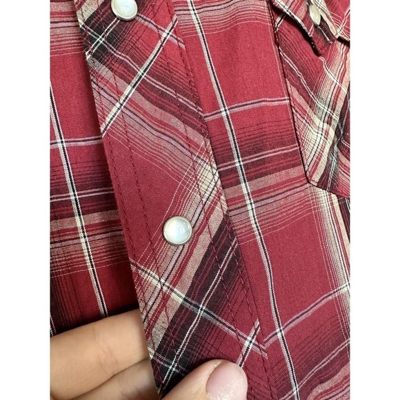 Vtg Wrangler Shirt Western Pearl Snap Sz L Plaid Sawtooth Cowboy Rodeo R…​ - Picture 2 of 6